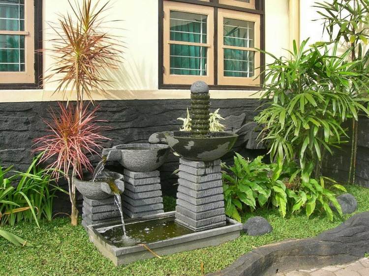 distintas fuentes originales jardin moderno plantas ideas
