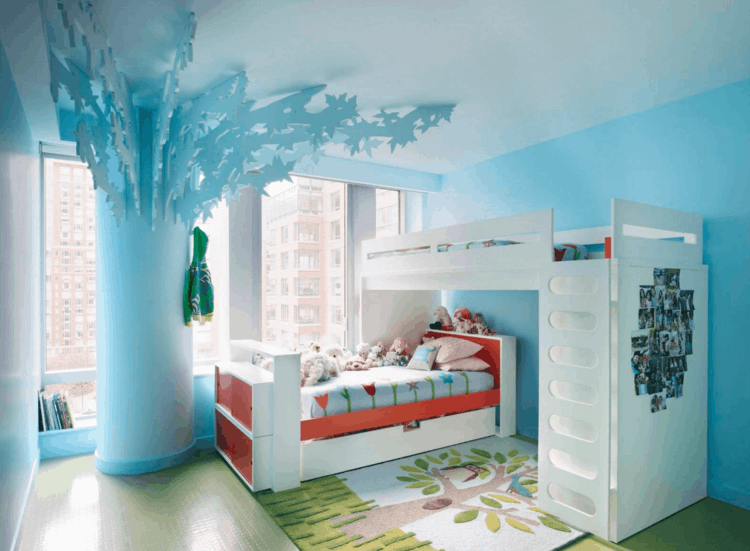 dormitorio diseño moderno celeste infantil