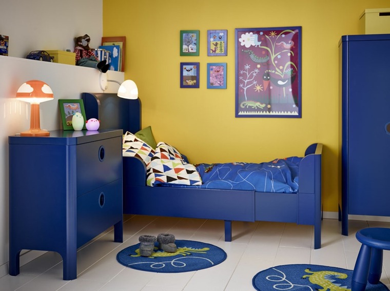 dormitorio infantil muebles cama azul ideas