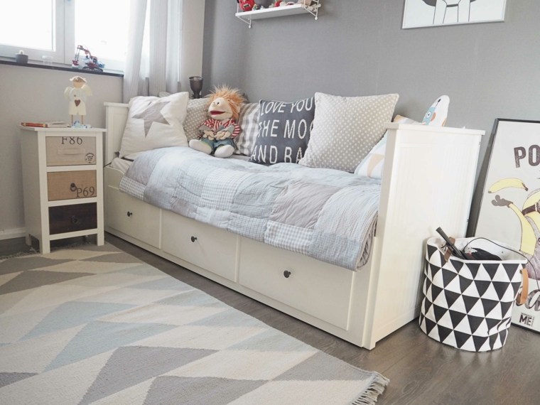 dormitorio infantil muebles cama blanca cajones ideas