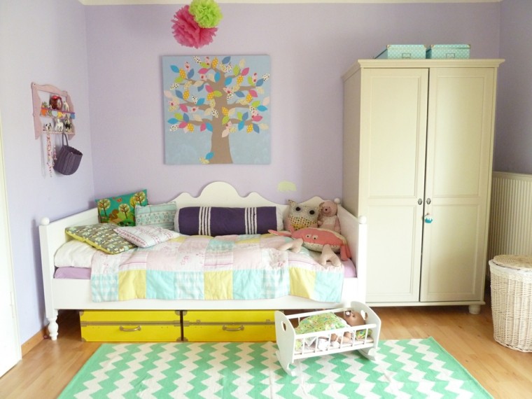 dormitorio infantil muebles paredes color pastel ideas