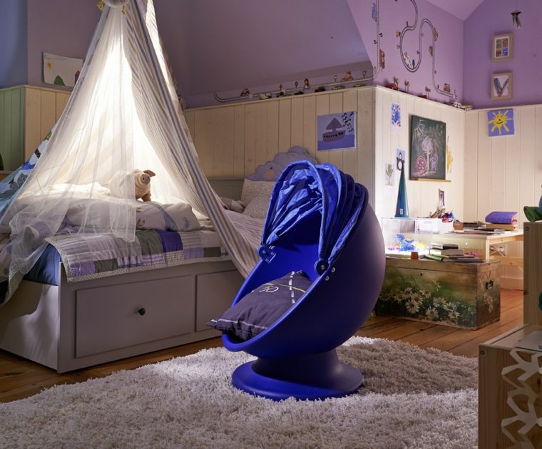 dormitorio infantil muebles silla azul ideas