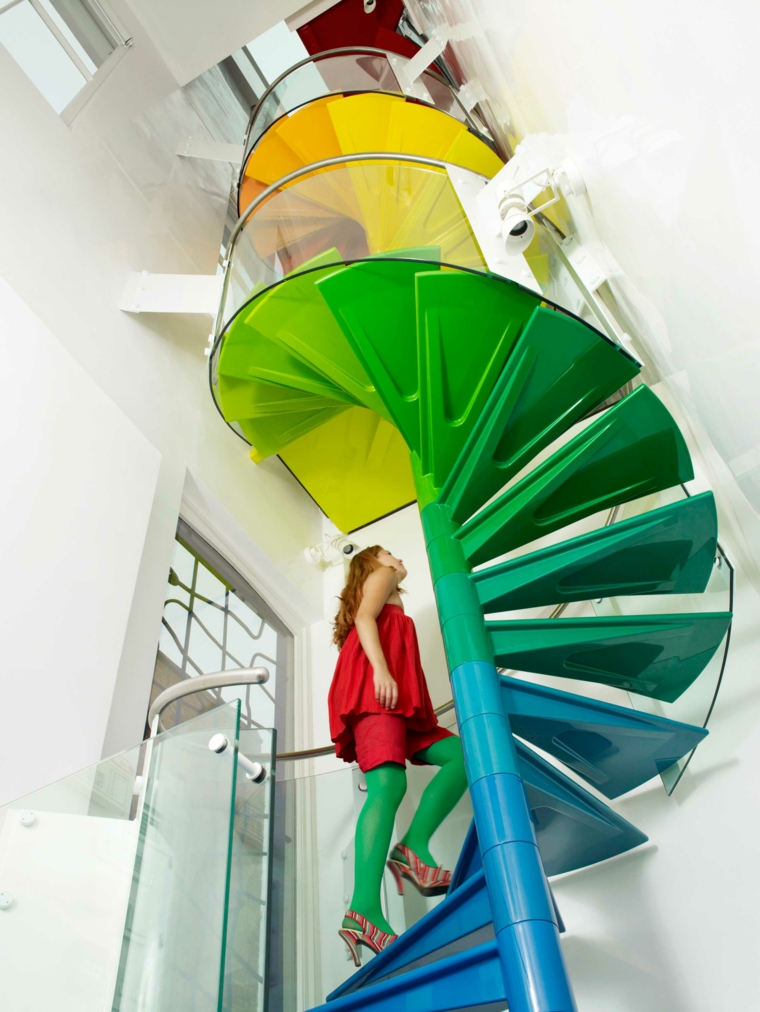 escalera de carcol con escalones de colores escaleras de interior colores arcoiris ideas