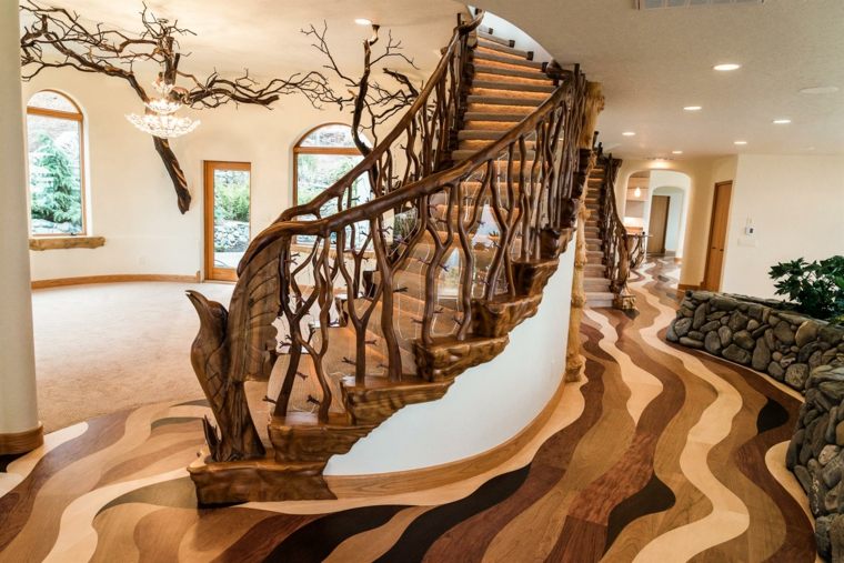 escaleras interior diseño madera