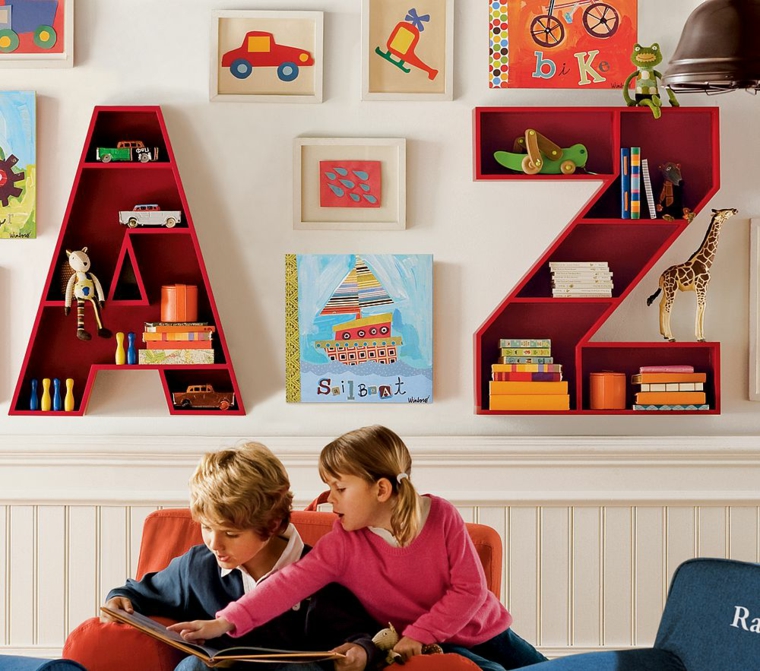 estantes originales formas letras colores