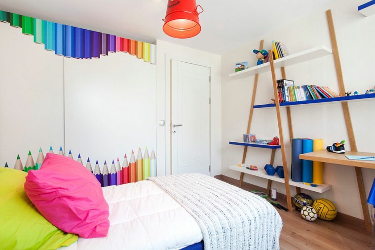 diseño estantes decorativos pared colores