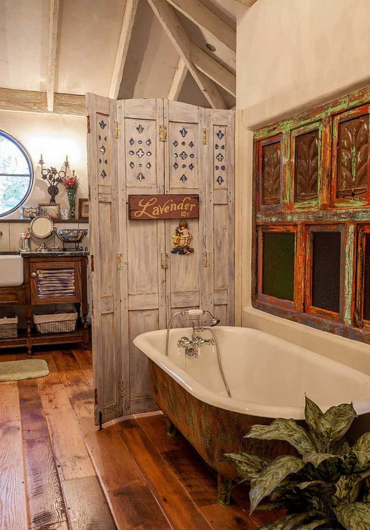 estupendo diseño baño rustico