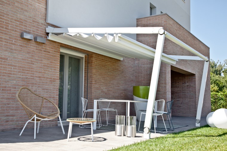 exteriores diseno moderno toldo acero toldo blanco ideas