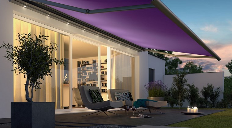 exteriores diseno moderno toldo color purpura ideas