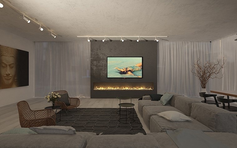 iluminacion led opciones interiores chimenea moderna salon ideas