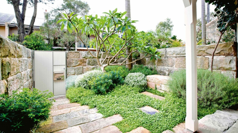 bonito patio con suelo de piedra bonito patio piedras plantas
