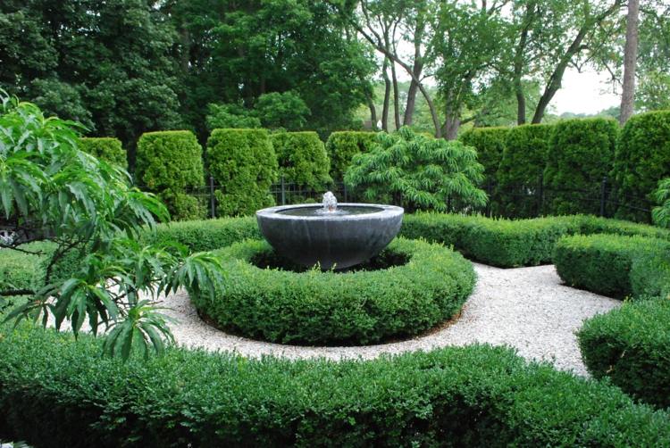 jardin estilo clasico fuente agua ideas