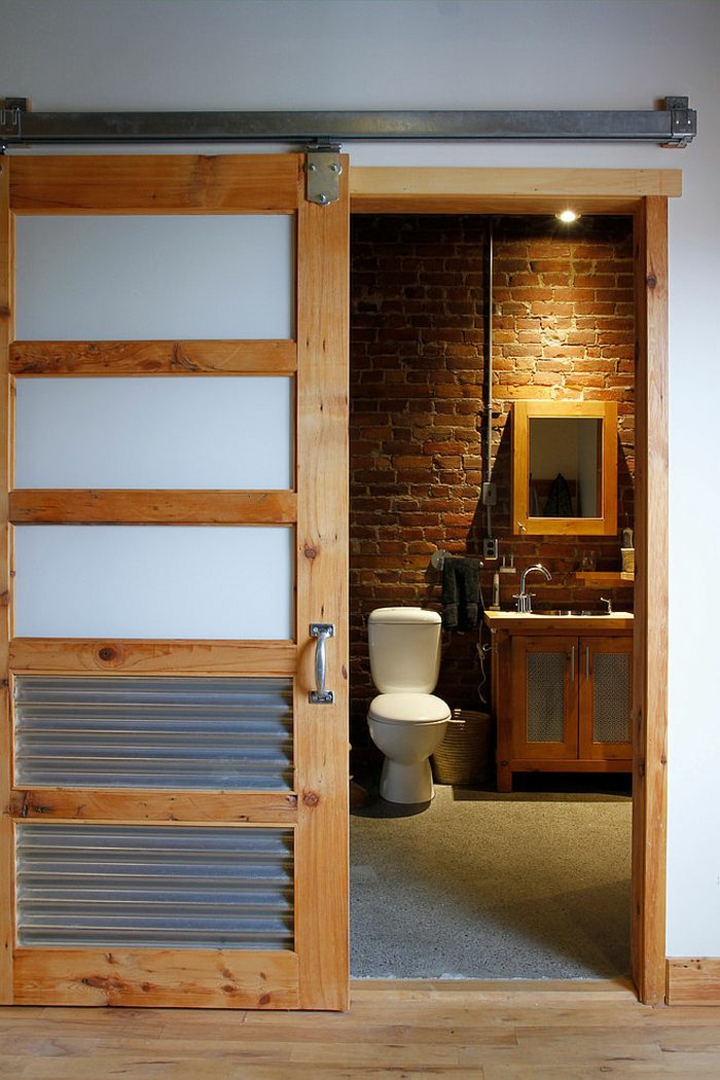 baño pequeño rustico ladrillos paredes salas partes espejos lineas