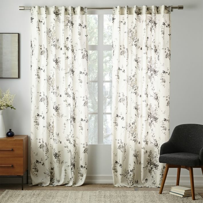 cortinas de lino de color blanco lino belgico cortinas ramo flores estampa ideas