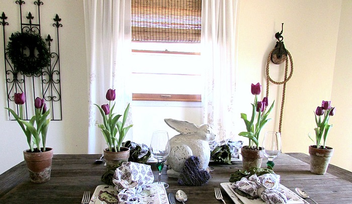 mesa tulipanes decorativos macetas comedor ideas