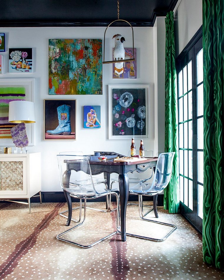 mezcla de colores vivos comedor arte pared ideas