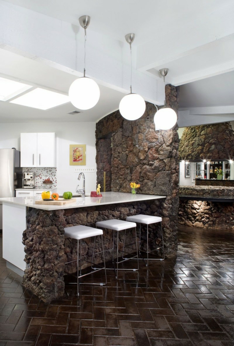 muebles de diseño naturalidad paredes isla piedra ideas