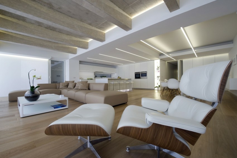 muebles de diseno sillon madera cuero blanco ideas