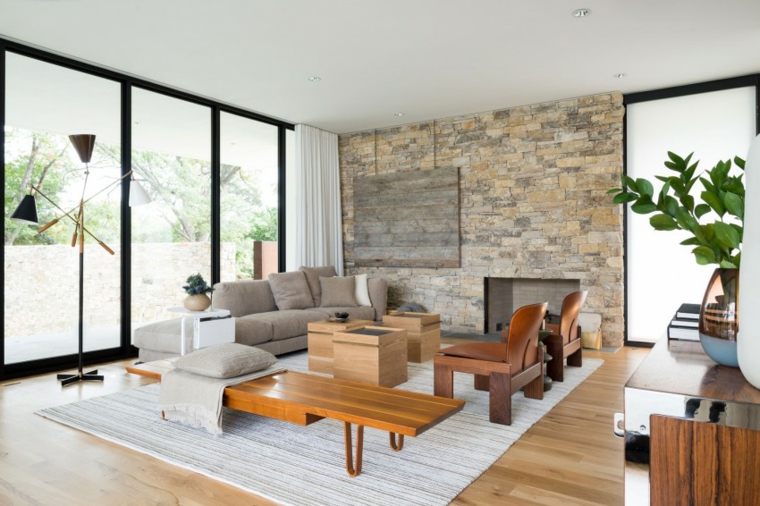 muebles de diseno sillones mesa banco distinta madera ideas