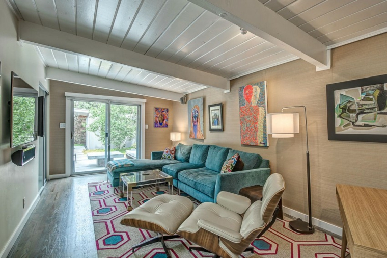 muebles de diseño sofa terciopelo azul ideas