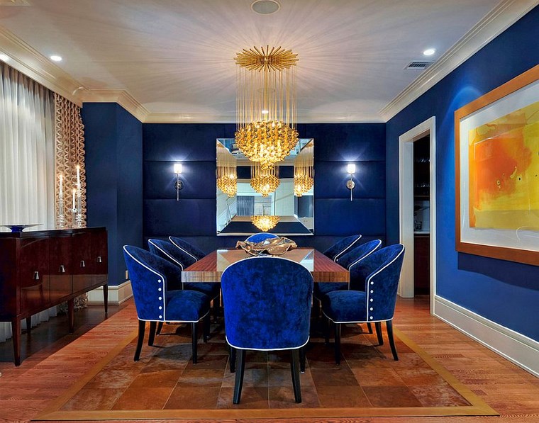 opciones diseno colorido comedor azul sillas terciopelo ideas