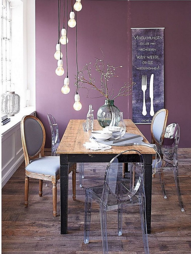 opciones diseno colorido comedor color purpura oscuro pared ideas