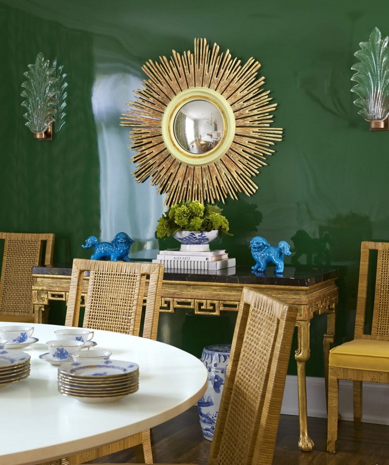 opciones diseno colorido comedor espejo pared ideas