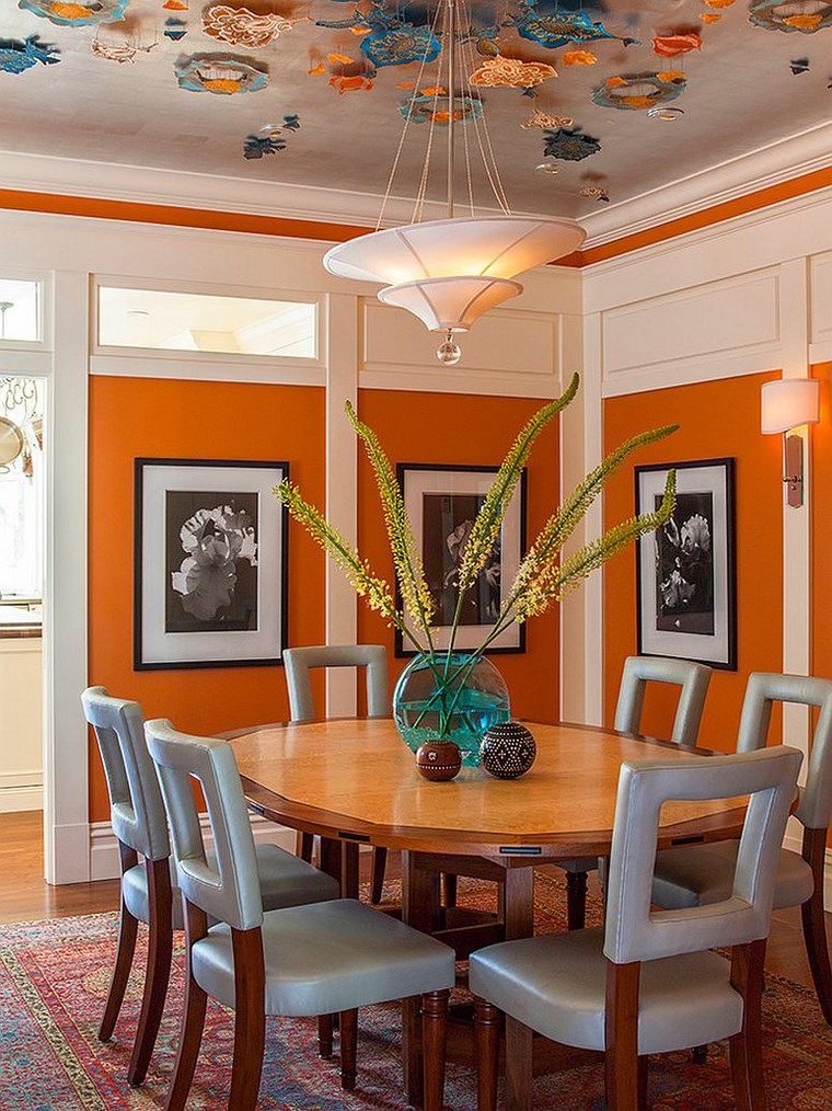 opciones diseno colorido comedor gris naranja ideas