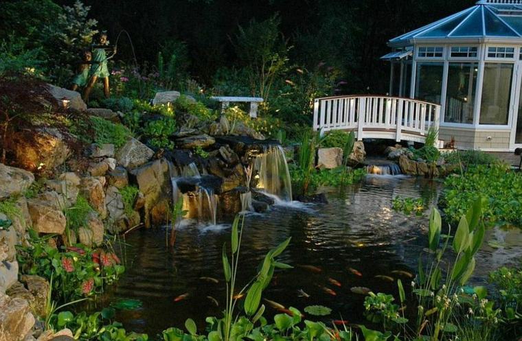 original diseño jardín cascada estanque