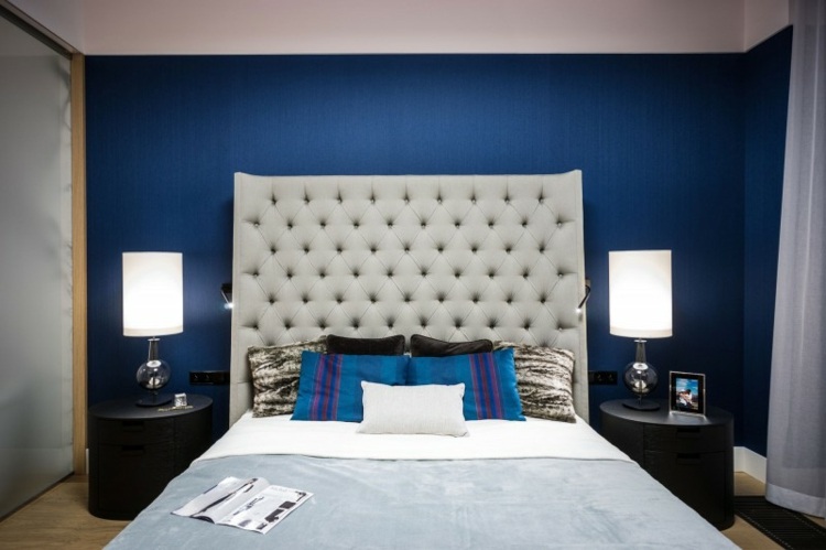 original diseño pared dormitorio azul