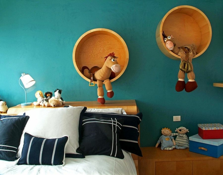 originales estantes redondos madera pared