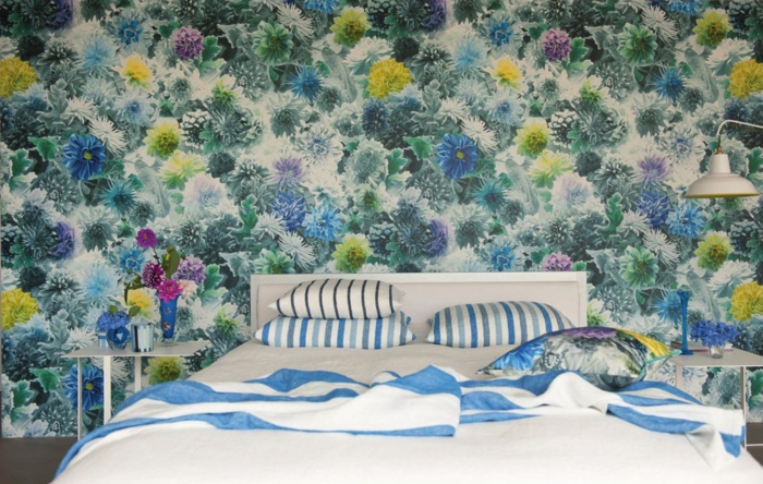 papel pared dormitorio estampa floral ideas