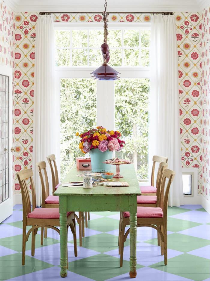 papel pared estampa floral opciones decorar comedor ideas