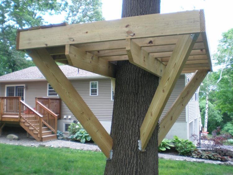plataforma madera casita arbol
