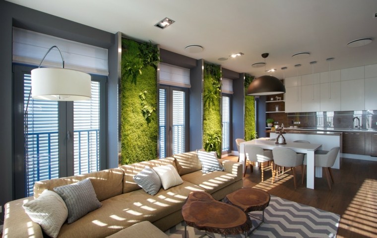 salón moderno paredes verdes