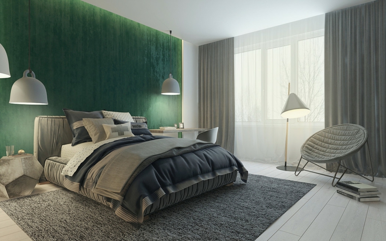 decoración verde azulado diseño cuarto