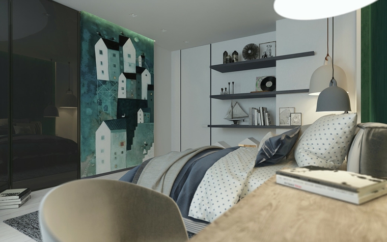 verde cama estilo deco moderno