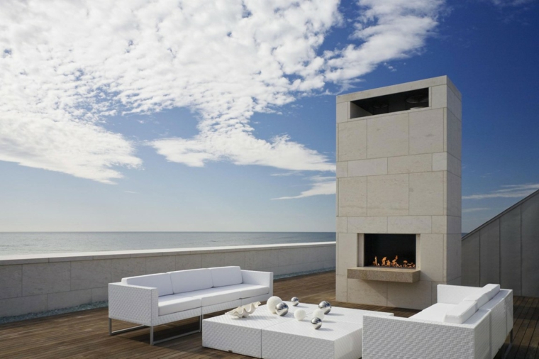 Alexander Gorlin Architects chimenea moderna muebles blancos ideas