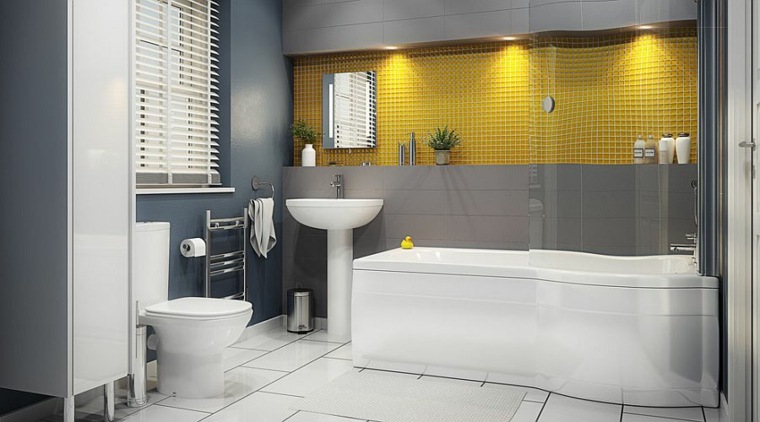 azulejos baño gresite amarillo