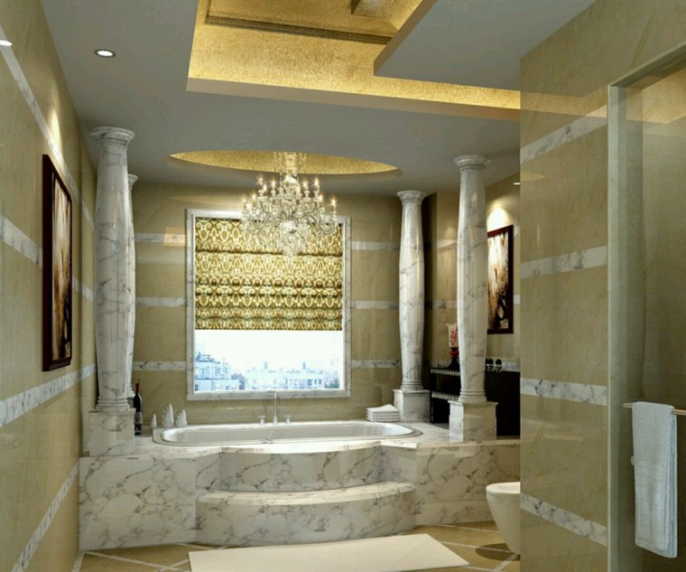 bañera lujosa columnas mármol