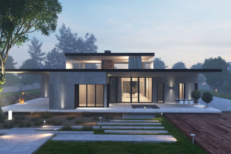 residencia en Moscú camino jardin cesped residencia moderna Moscu ideas
