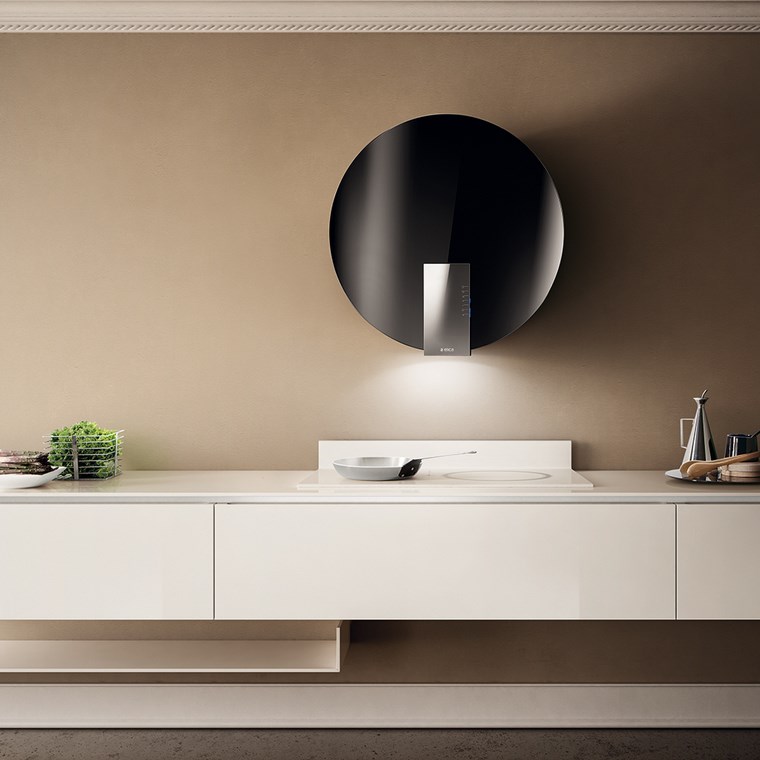 campanas cocina forma redonda diseno negra ideas