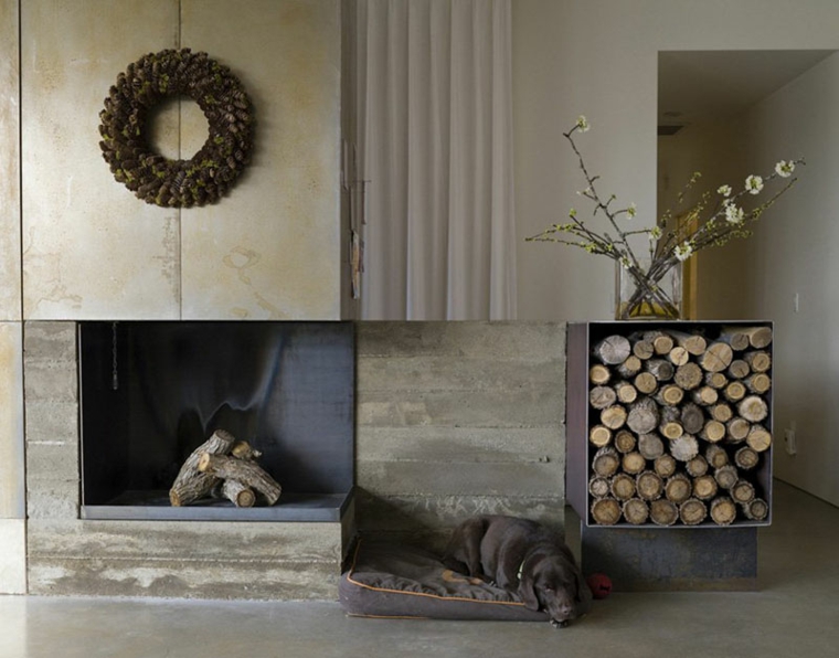 chimeneas de lena opciones lugar madera guirnalda ideas