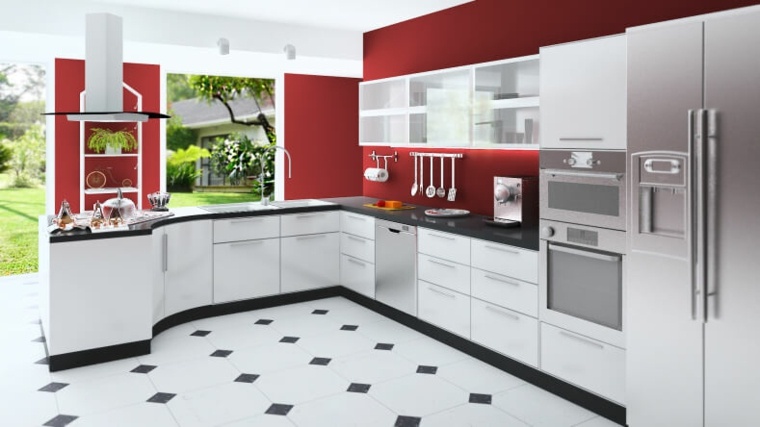cocinas rojas y blancas diseño