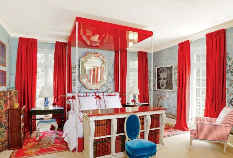 conjunto cortinas lisas color rojo