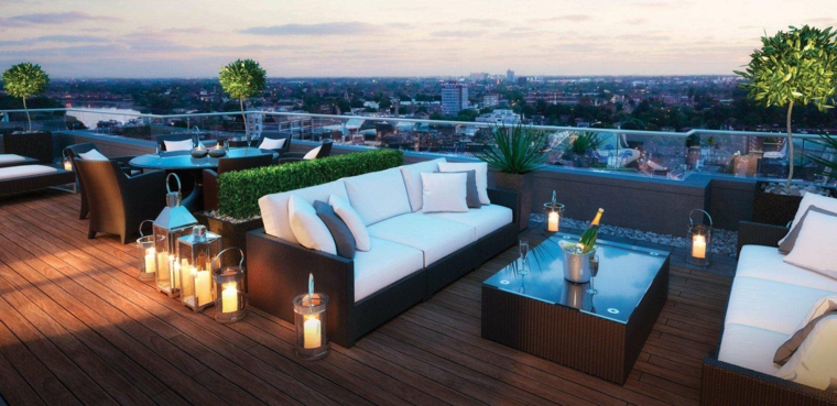 diseno terraza moderna candelabros decorativos ideas