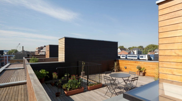 diseno terraza moderna muebles acero ideas