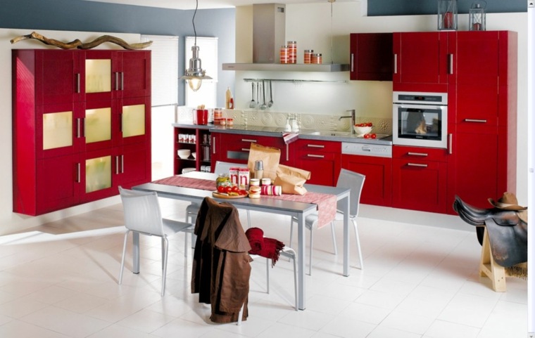 diseño muebles cocina color rojo