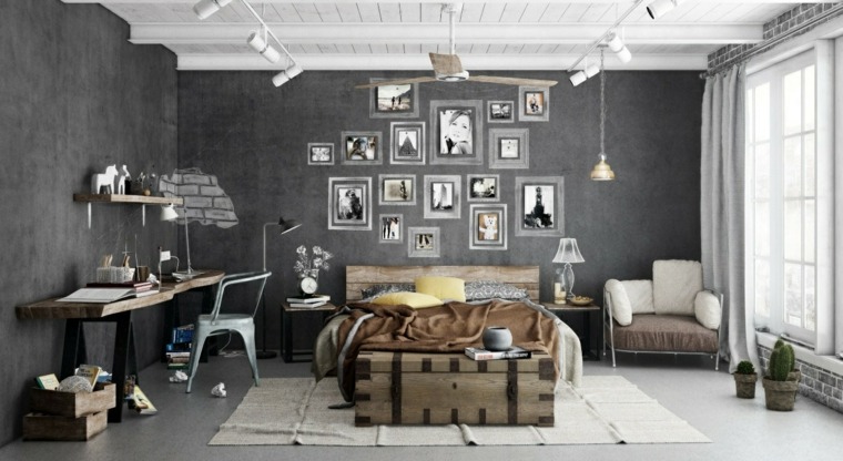 dormitorios modernos cuadros pared color gris ideas