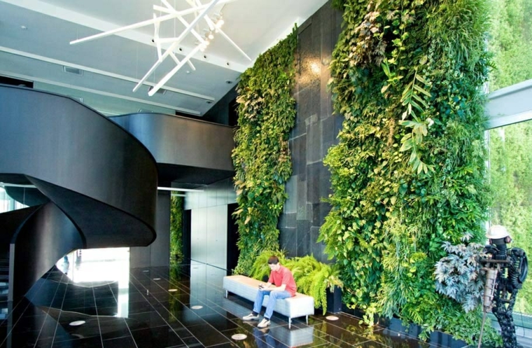 espacio comun techo elevado edificios pared muestras estilos muebles